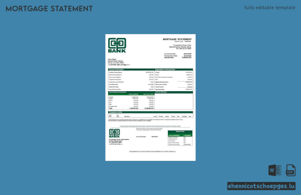 Beispielansicht eines Hypothekenauszugs der Kenya Co-operative Bank of Kenya (Word- und PDF-Format)